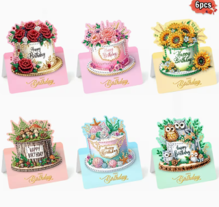 Preview: Diamond Painting 6 Stück Geburtstags Karten
